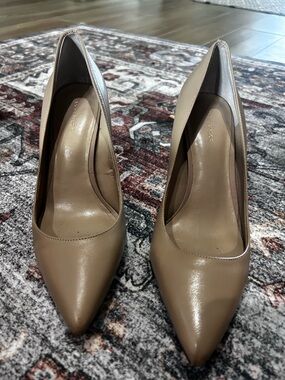Ann Taylor Pointed-Toe Pumps in Taupe